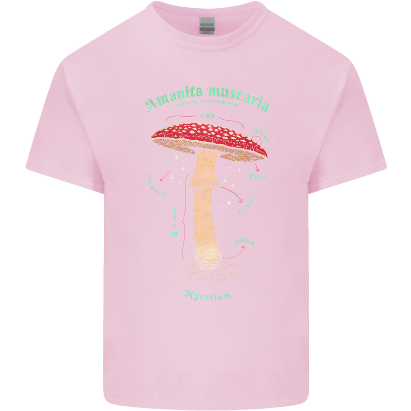 Mushroom Anatomy Magic LSD Kids T-Shirt Childrens Light Pink