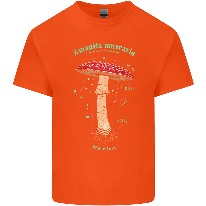 Mushroom Anatomy Magic LSD Kids T-Shirt Childrens Orange