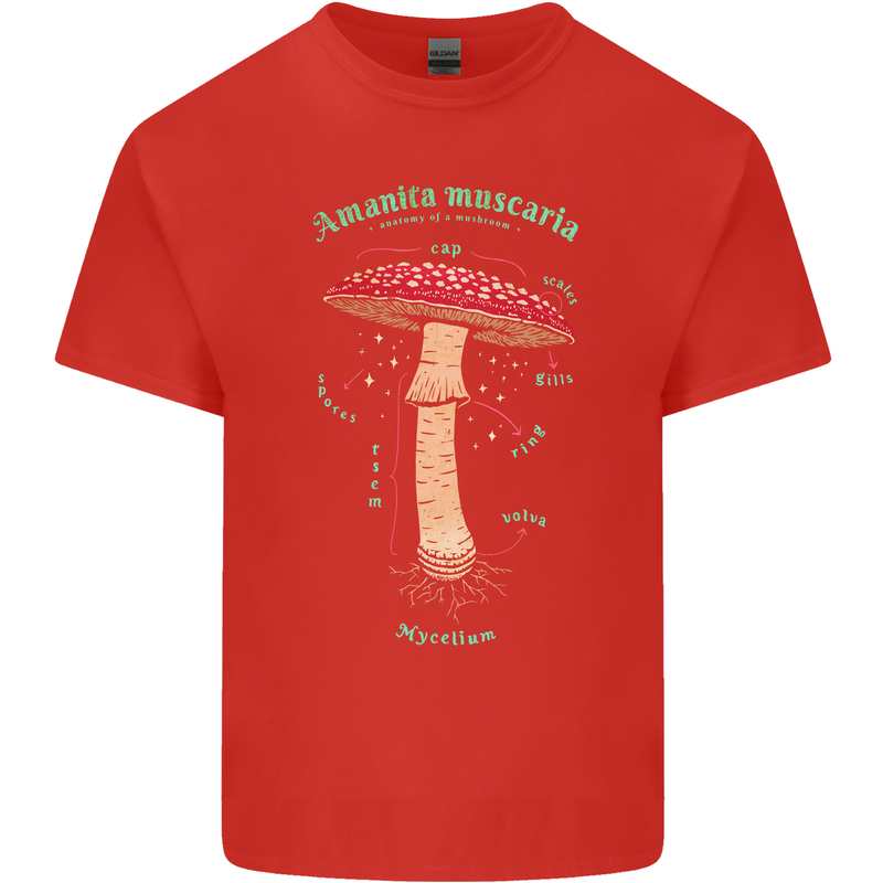 Mushroom Anatomy Magic LSD Kids T-Shirt Childrens Red