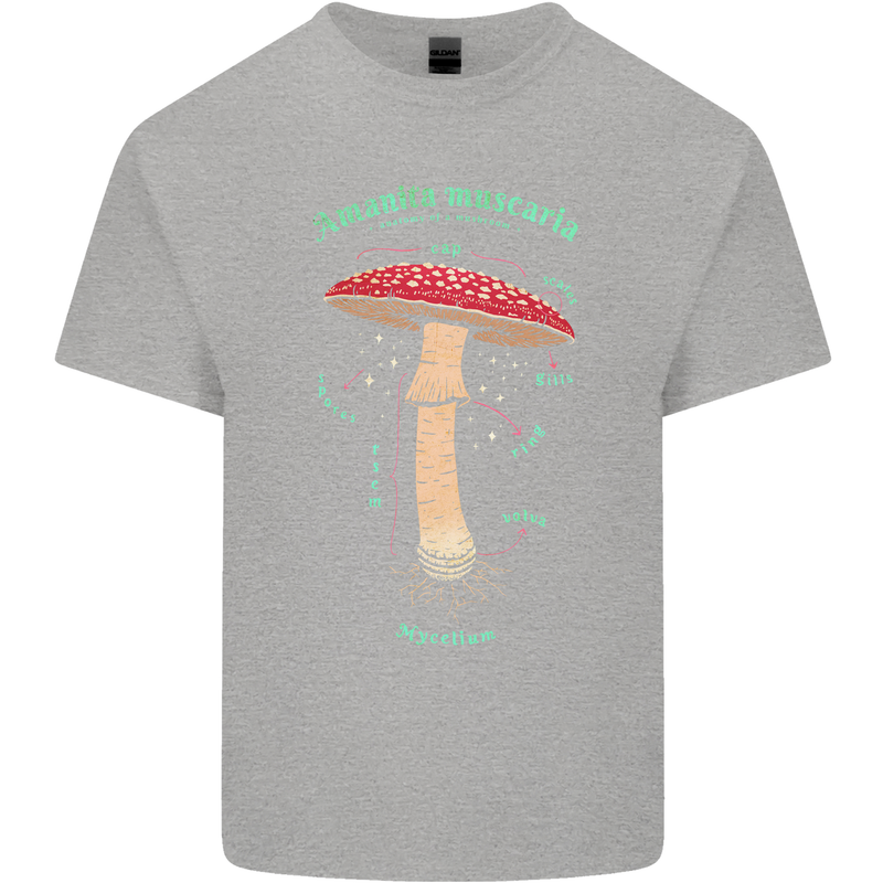 Mushroom Anatomy Magic LSD Kids T-Shirt Childrens Sports Grey