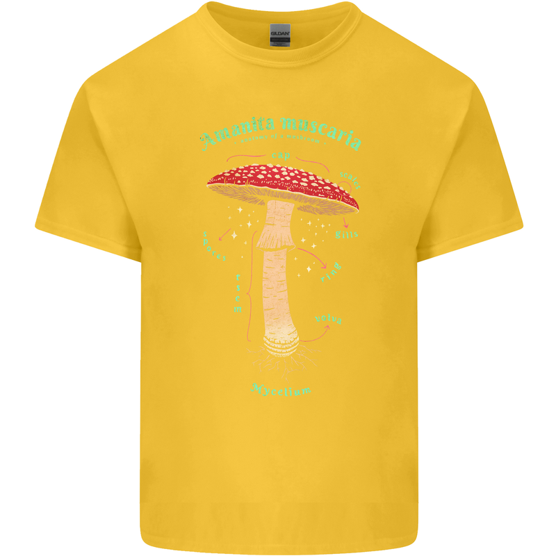 Mushroom Anatomy Magic LSD Kids T-Shirt Childrens Yellow