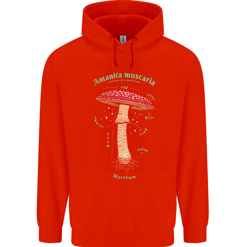 Mushroom Anatomy Magic LSD Mens 80% Cotton Hoodie Bright Red