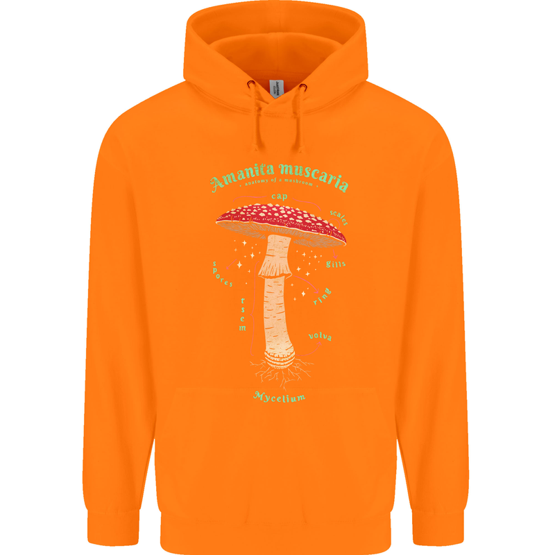 Mushroom Anatomy Magic LSD Mens 80% Cotton Hoodie Orange