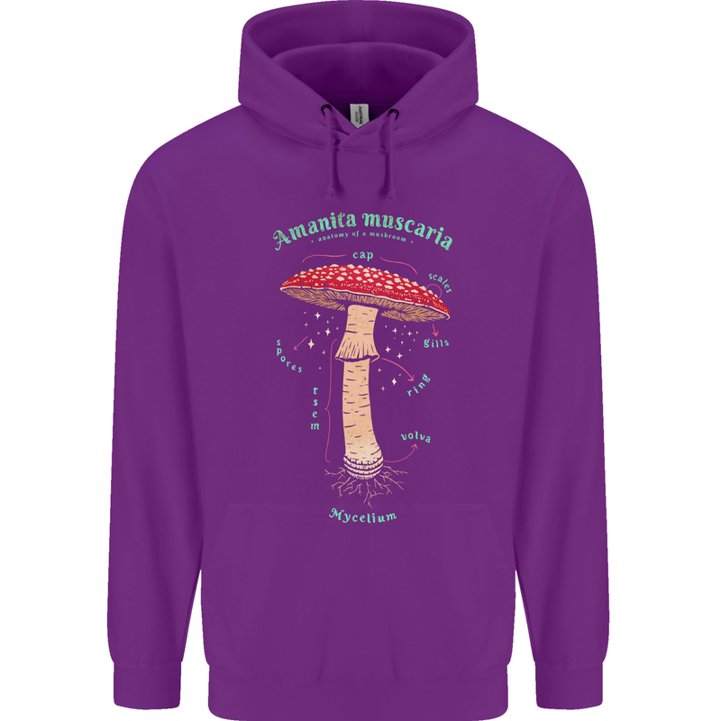 Mushroom Anatomy Magic LSD Mens 80% Cotton Hoodie Purple