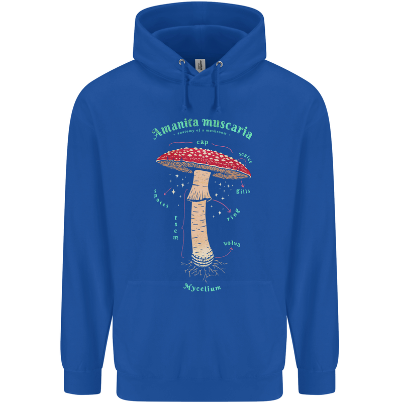 Mushroom Anatomy Magic LSD Mens 80% Cotton Hoodie Royal Blue