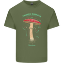 Mushroom Anatomy Magic LSD Mens Cotton T-Shirt Tee Top Military Green
