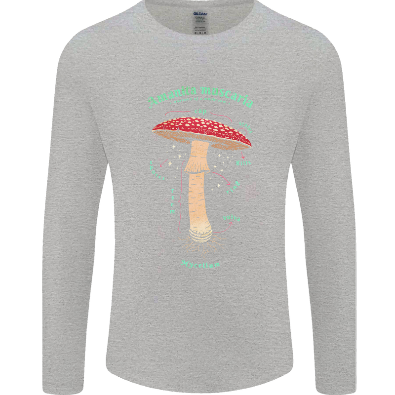 Mushroom Anatomy Magic LSD Mens Long Sleeve T-Shirt Sports Grey