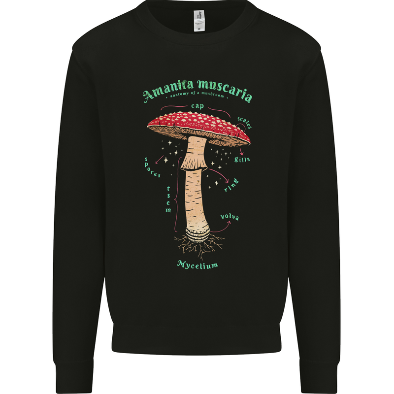 Mushroom Anatomy Magic LSD Mens Sweatshirt Jumper Black