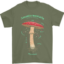 Mushroom Anatomy Magic LSD Mens T-Shirt 100% Cotton Military Green