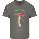 Mushroom Anatomy Magic LSD Mens V-Neck Cotton T-Shirt Charcoal