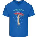 Mushroom Anatomy Magic LSD Mens V-Neck Cotton T-Shirt Royal Blue