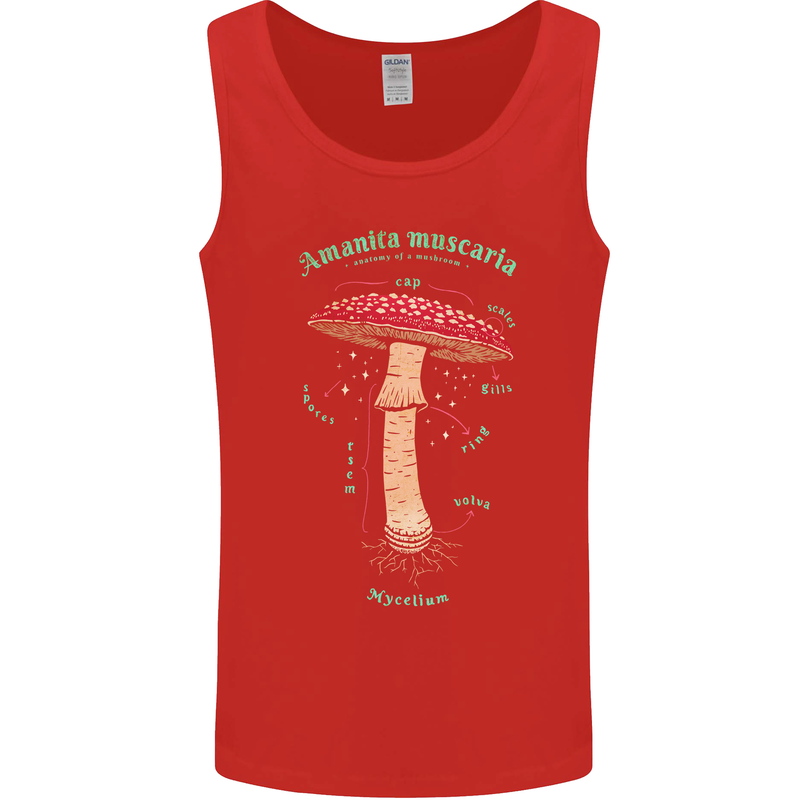 Mushroom Anatomy Magic LSD Mens Vest Tank Top Red