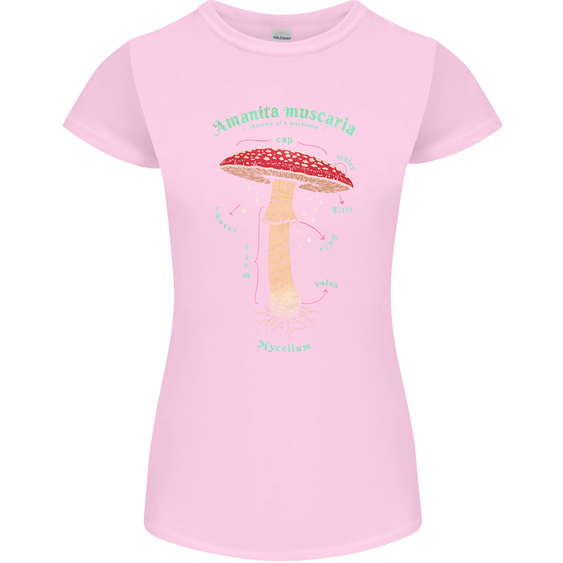 Mushroom Anatomy Magic LSD Womens Petite Cut T-Shirt Light Pink