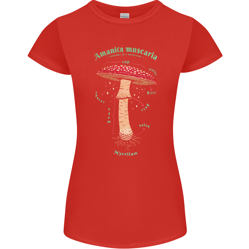 Mushroom Anatomy Magic LSD Womens Petite Cut T-Shirt Red