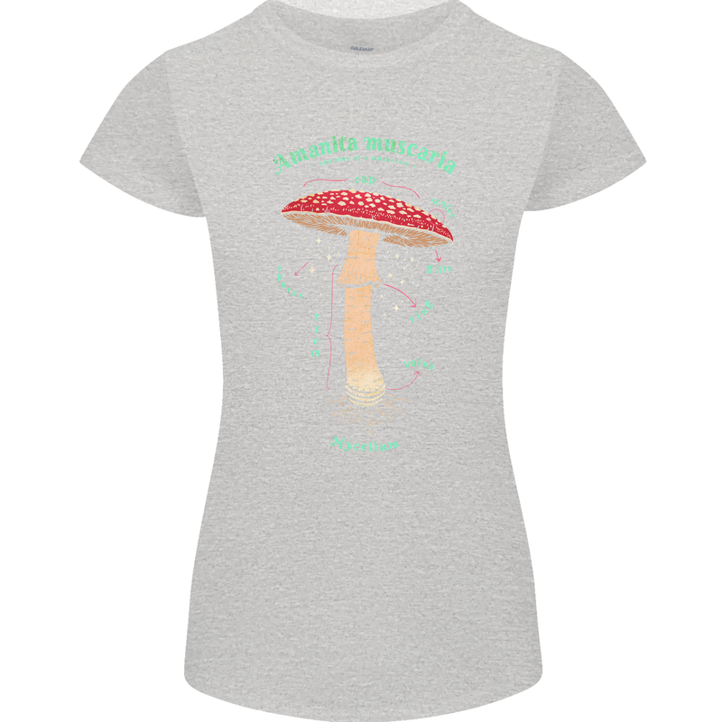 Mushroom Anatomy Magic LSD Womens Petite Cut T-Shirt Sports Grey