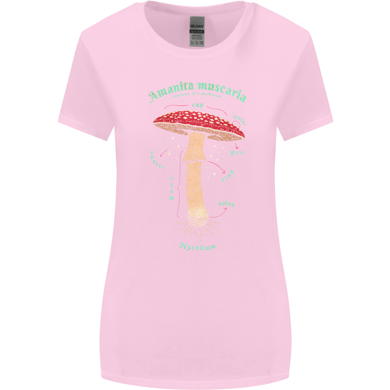 Mushroom Anatomy Magic LSD Womens Wider Cut T-Shirt Light Pink