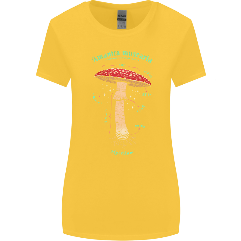 Mushroom Anatomy Magic LSD Womens Wider Cut T-Shirt Yellow