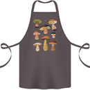 Mushroom Faces Foraging Mycology Cotton Apron 100% Organic Dark Grey