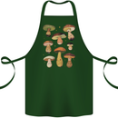 Mushroom Faces Foraging Mycology Cotton Apron 100% Organic Forest Green