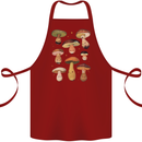 Mushroom Faces Foraging Mycology Cotton Apron 100% Organic Maroon