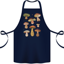 Mushroom Faces Foraging Mycology Cotton Apron 100% Organic Navy Blue