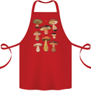 Mushroom Faces Foraging Mycology Cotton Apron 100% Organic Red