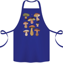 Mushroom Faces Foraging Mycology Cotton Apron 100% Organic Royal Blue