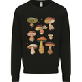 Mushroom Faces Foraging Mycology Kids Sweatshirt Jumper Black