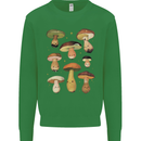 Mushroom Faces Foraging Mycology Kids Sweatshirt Jumper Irish Green