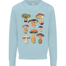 Mushroom Faces Foraging Mycology Kids Sweatshirt Jumper Light Blue
