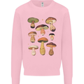 Mushroom Faces Foraging Mycology Kids Sweatshirt Jumper Light Pink