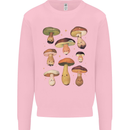 Mushroom Faces Foraging Mycology Kids Sweatshirt Jumper Light Pink