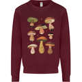 Mushroom Faces Foraging Mycology Kids Sweatshirt Jumper Maroon