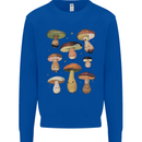 Mushroom Faces Foraging Mycology Kids Sweatshirt Jumper Royal Blue