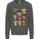 Mushroom Faces Foraging Mycology Kids Sweatshirt Jumper Storm Grey