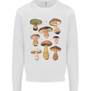 Mushroom Faces Foraging Mycology Kids Sweatshirt Jumper White