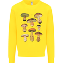 Mushroom Faces Foraging Mycology Kids Sweatshirt Jumper Yellow