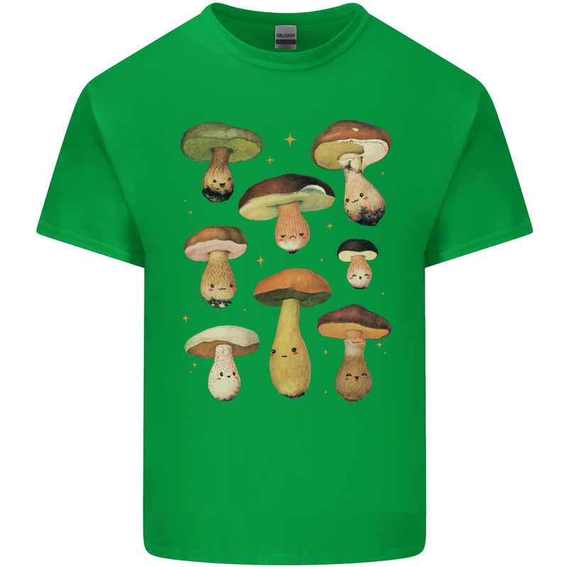 Mushroom Faces Foraging Mycology Kids T-Shirt Childrens Irish Green