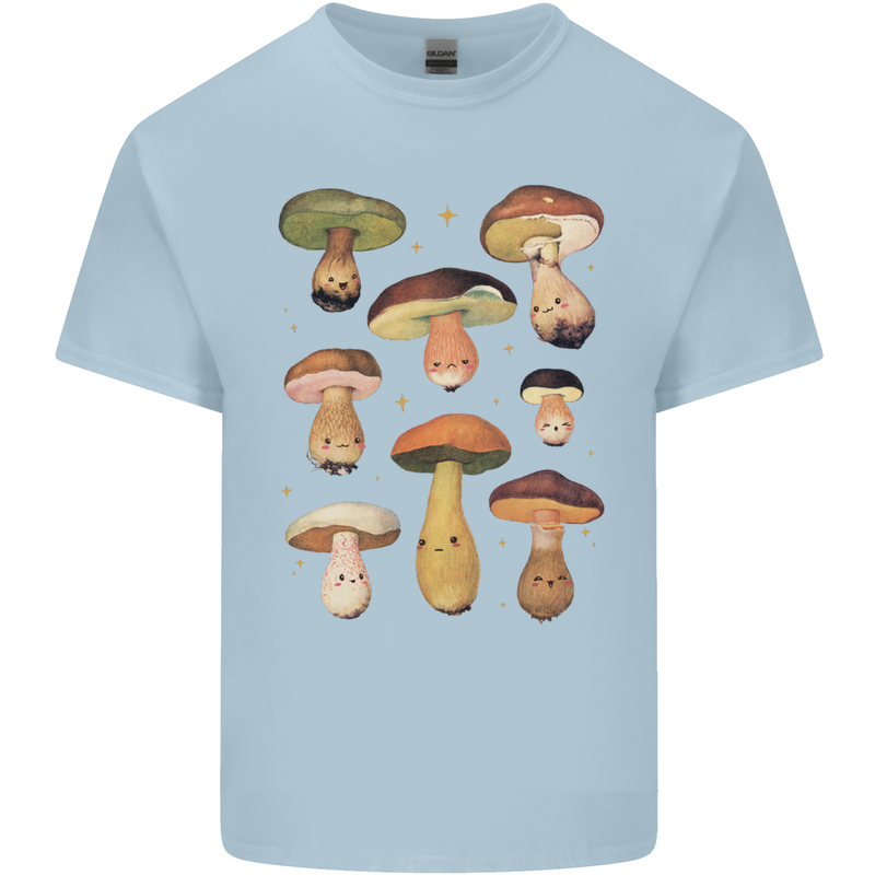 Mushroom Faces Foraging Mycology Kids T-Shirt Childrens Light Blue