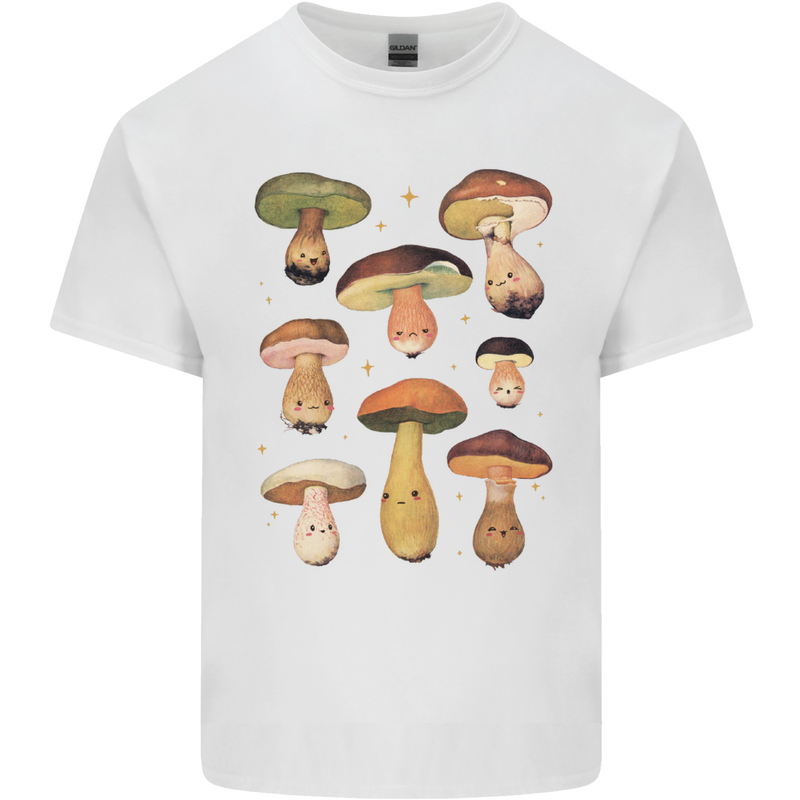 Mushroom Faces Foraging Mycology Kids T-Shirt Childrens White