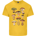 Mushroom Faces Foraging Mycology Kids T-Shirt Childrens Yellow