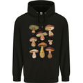 Mushroom Faces Foraging Mycology Mens 80% Cotton Hoodie Black