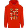 Mushroom Faces Foraging Mycology Mens 80% Cotton Hoodie Bright Red