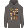 Mushroom Faces Foraging Mycology Mens 80% Cotton Hoodie Charcoal