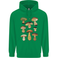 Mushroom Faces Foraging Mycology Mens 80% Cotton Hoodie Irish Green