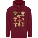 Mushroom Faces Foraging Mycology Mens 80% Cotton Hoodie Maroon