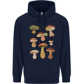 Mushroom Faces Foraging Mycology Mens 80% Cotton Hoodie Navy Blue