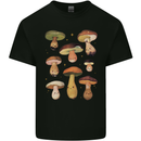 Mushroom Faces Foraging Mycology Mens Cotton T-Shirt Tee Top Black