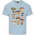 Mushroom Faces Foraging Mycology Mens Cotton T-Shirt Tee Top Light Blue