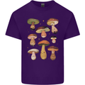 Mushroom Faces Foraging Mycology Mens Cotton T-Shirt Tee Top Purple